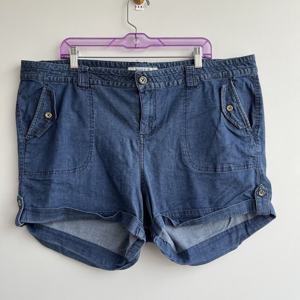TORRID Women’s Cotton Denim Shorts With Rolled Cuff, Medium Wash- Size 20